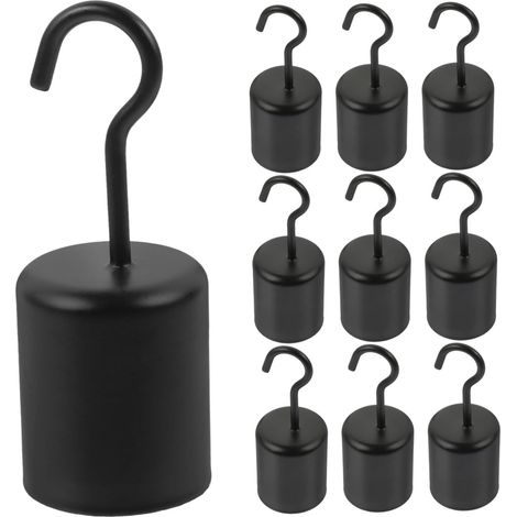 10 ganchos colgantes vintage de metal negro para luminarias, juego duradero para iluminación interior y exterior, accesorio retro para colgar cuerdas.