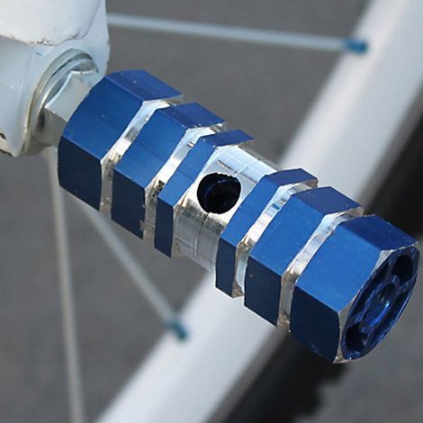 Ensemble de 2 repose-pieds hexagonaux en alliage d'aluminium pour vélo, avec rainures antidérapantes (bleu) (1/5)