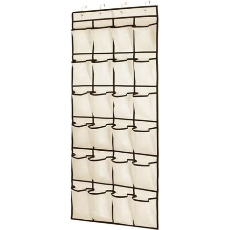 Range Chaussures - INSFITY - Suspendu Sur la Porte en Tissu Non Tissé - 24 Poches - Jaune (1/4)