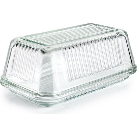 Beurrier vintage en verre, 17 x 10,3 x 7 cm (1/3)