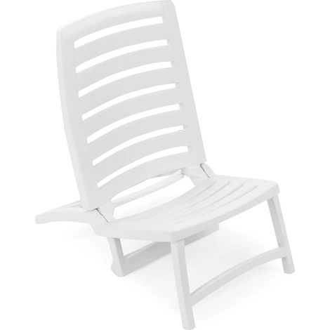 TrAdE Shop Traesio - Spiaggina Sedia Sdraio Da Spiaggia Design Basso Pieghevole Bianco 42x58xh64cm 862760 - (1/2)