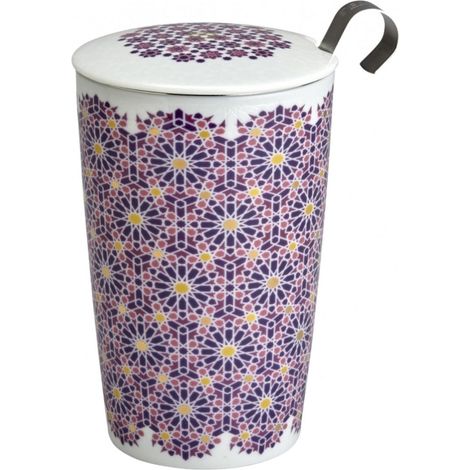 Tasse en porcelaine à double paroi avec infuseur Andalusia rose (1/3)