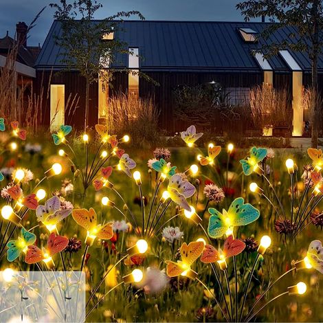 Lampes de Jardin Solaires Extérieur, 2 Pièces 8LED Papillon Lumières Solaires, 2 Modes Étanche Papillon Lampes Solaires Décoratives pour Jardin Balcon Arbres Gazébo Cour (1/5)