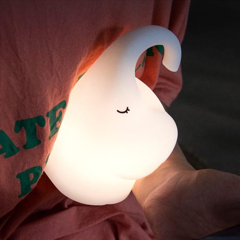 Veilleuse pour enfants bébé,Silicone éléphant blanc, cadeau mignon pour enfants, portable, fonctionne à piles, minuterie, luminosité réglable [Classe énergétique A+]
