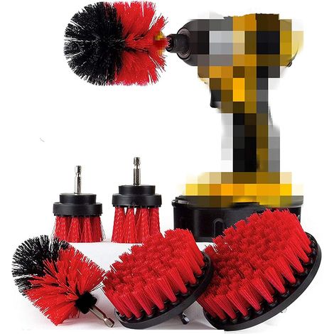 Set of 6 Hard Brush Tips - Various Sizes Electric Brush - Drill Powered Ceiling Brush - Removes Algae, Mould and Moss from Garden Statues (1/5)