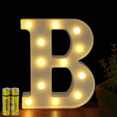 Leuchtende Buchstaben, Alphabet, leuchtende LED-Lampe, Buchstaben-Lichter, Buchstaben-Deko, batteriebetrieben, für Party, Hochzeit, Zuhause, Bar, Dekoration (B) (1/5)