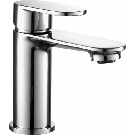 Contemporary Bathroom Round Mono Basin Mixer Tap with Waste - Chrome