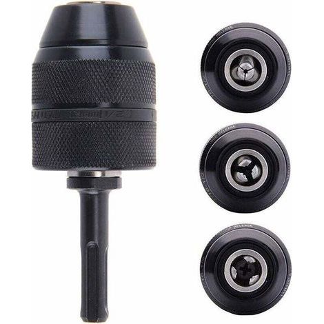 Adaptateur Sds Plus Mandrin autoserrant à fermeture rapide 2-13 mm Mandrin Professionnel Robuste 1/2-20UNF Perceuse Sans Clé de Mandrin à Fermeture Rapide Avec Adaptateur SDS (1/4)