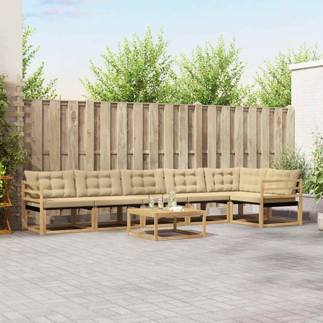 vidaXL Outdoor-Sofagarnitur 7 pcs Weiß und Beige 79 x 79 x 37 cm (1/5)
