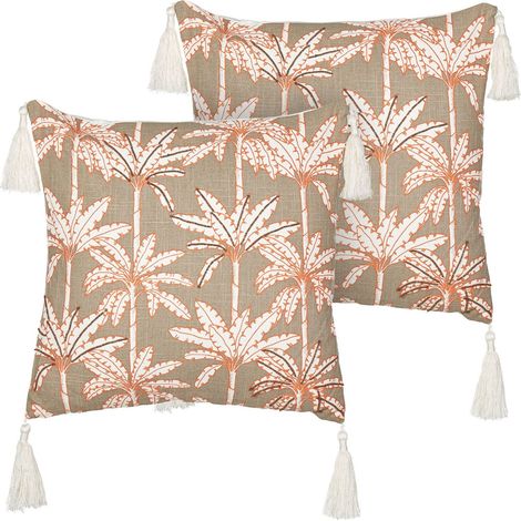 Dekokissen 2er Set MELOBESIA Baumwolle 45 x 45 cm Bunt Pflanzenmuster
