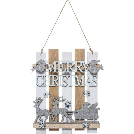 Décoration de Noël Planche "Polaire" 23cm Argent