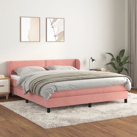 Sommier à lattes de lit avec matelas Rose 180x200 cm Velours (1/5)