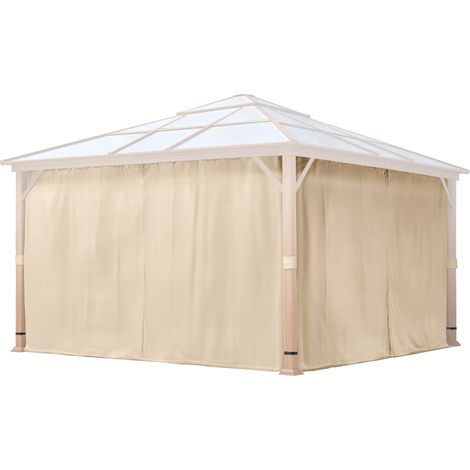 TOOLPORT 4 Seitenteile für Gartenpavillon Forest Deluxe 4x4 m - Polyester ca. 180 g/m² - mit Reißverschluss - champagner (1/5)