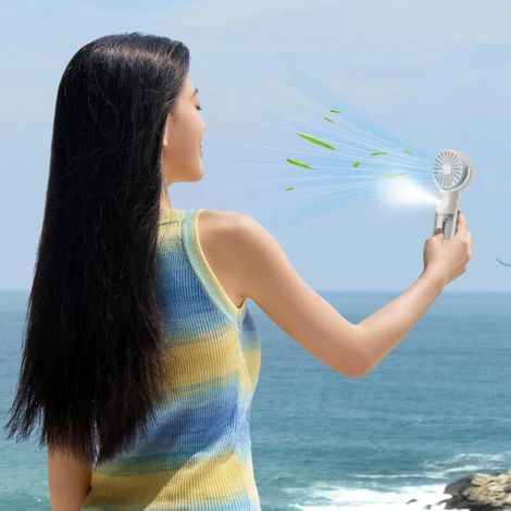 Tragbarer Sprühventilator, wiederaufladbarer tragbarer Ventilator - tragbare Klimaanlage mit vier Geschwindigkeitsstufen, Wanderklimaanlage (Weiß) (1/3)