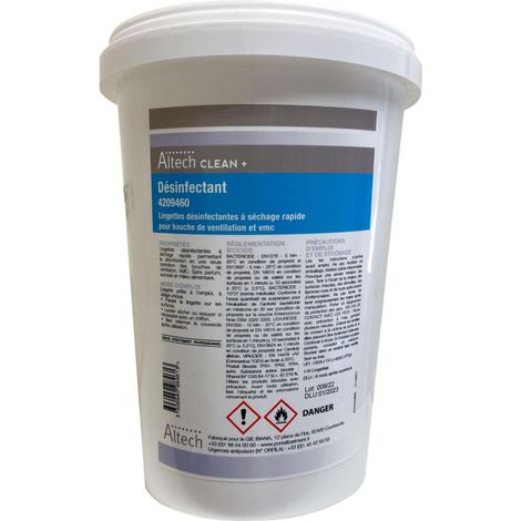 lingettes désinfectantes - sans parfum - séchage rapide - altech 4209460