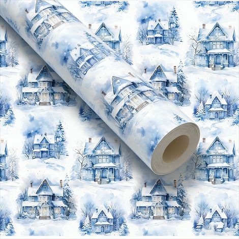 Papier d'emballage de Noël (43 x 500 cm), grand rouleau cylindrique pour boîtes cadeaux. (1/5)