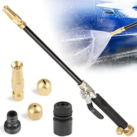 Pistolet de nettoyeur haute pression portable avec 3 buses de tuyau, Fixation de buse de tuyau haute pression pour tuyau d'arrosage de voiture (1/5)