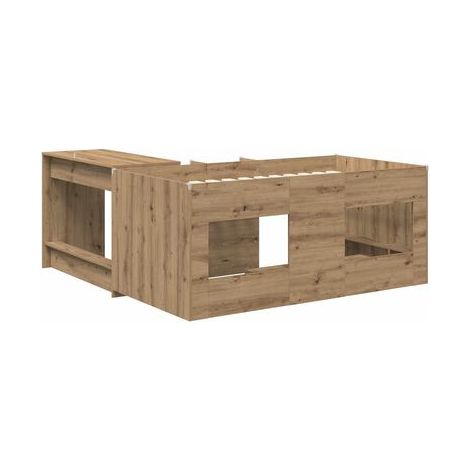 Lit haut pour enfant (avec bureau), ensemble 2 pièces, chêne fait main, chêne naturel élégant, pour chambre, décor moderne, facile à assembler (1/5)