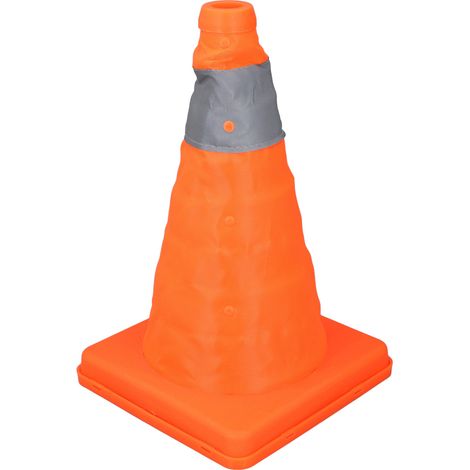 Lot de 4 cônes de signalisation routière pliables 30 cm orange à déploiement rapide avec bandes réfléchissantes pour chantier et usage polyvalent (1/5)