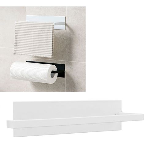 en Porte-serviettes papier élégant simple robuste auto-adhésif pour armoires de cuisine et de salle de bain Blanc (1/5)