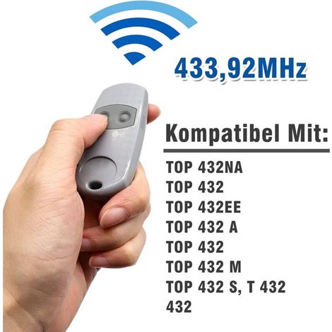 Lot de 2 Télécommandes 433,92 MHz pour Top 432EV / 432NA / 432EE, Télécommande 2 Canaux, Gris (1/5)