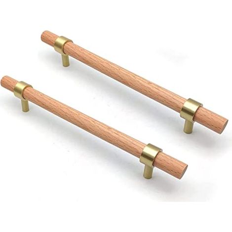 poignée de meuble en Bois, 6 pièce Poignée en bois-poignées de placard en bois poignée de meuble cuisine en bois Entraxe 160mm (1/5)