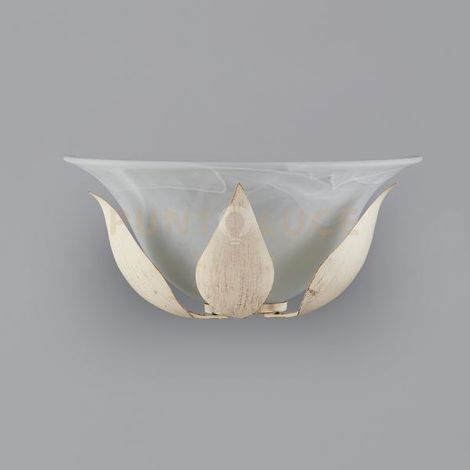 Applique in ferro laccato avorio con decorazione oro chiaro e vetro alabastro bianco 1 luce Avorio Oro Esse