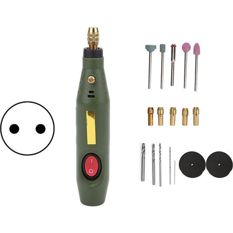Mini taladro eléctrico, amoladora, grabadora, kit de herramientas rotativas para tallado, tallado de madera de ágata, enchufe de 100-240 V CA - Crezuo