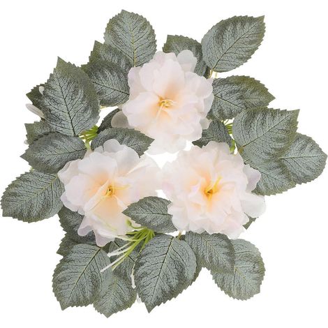 Bougeoirs floraux romantiques, anneaux de fleurs artificielles pour centre de table (lot de 3) (1/5)