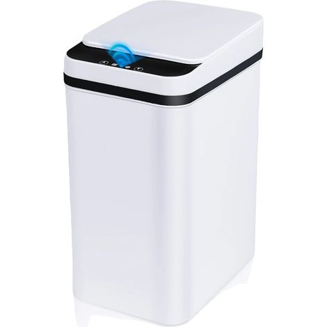 Papelera con sensor automático, diseño que ahorra espacio, color blanco. (1/2)