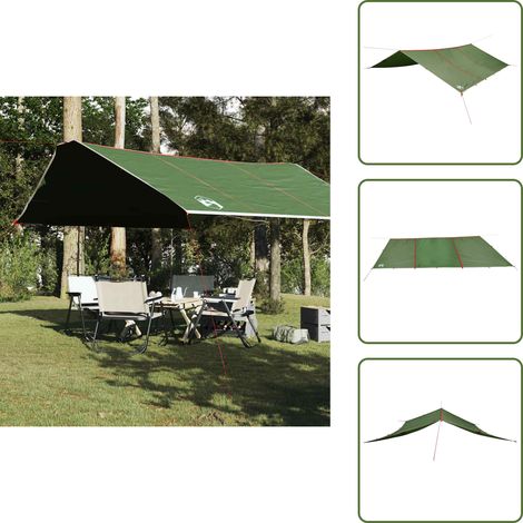The Living Store Tarp Grün 420x440 cm Wasserdicht - Zelte - Campingzelt - Regenschutz - Wasserdichte Plane - Polyesterzelt (1/5)