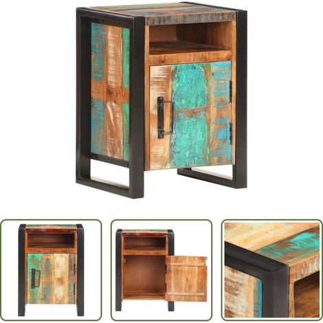 vidaXL Bois de récupération - Table de chevet 40x35x55 cm Bois de récupération massif (1/5)
