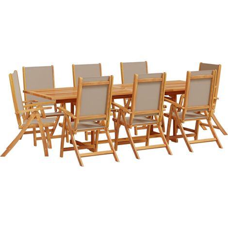 Set Pranzo da Giardino 9pz Legno Massello di Acacia e Textilene vidaXL (1/5)