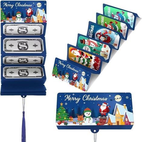 Enveloppe Cadeau Noel - Pour Billets - Rouge Bleu Vert - 18 x 8 cm - Papier - 1 Pièce (1/4)