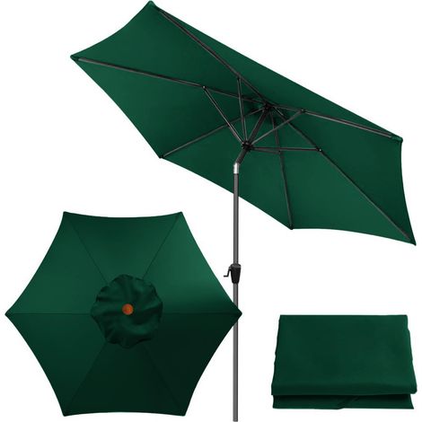 Rechange Toile de Parasol de Jardin 2 m / 2.7 m / 3 m Dessus de Parapluie de Remplacement pour 6 Bras, Housse de Rechange pour Parasol, pour Terrasse/Jardin/Piscine (Dark green,3M / 9.8Ft) (1/5)