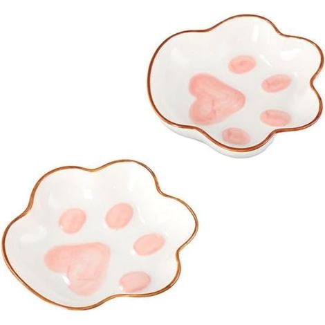 Ciotola in ceramica a forma di gatto con impronte di zampe, ciotola per spezie, piattino per salse per sushi e salsa di soia, piatto da portata per spezie. (1/2)