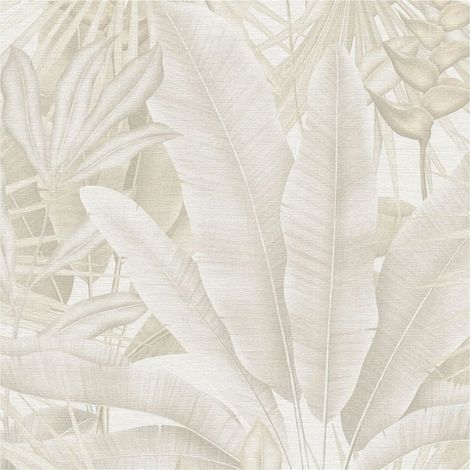 Nature wallpaper wall Profhome 396474 hot embossed non-woven wallpaper slightly textured with jungle elements matt beige cream grey white 5.33 m2 (1/5)