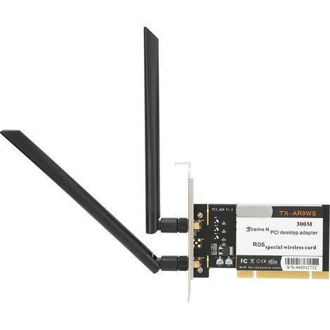 Carte réseau Wi-Fi sans fil 802.11bgn 300 Mbps pour PC de bureau PCI AR9223 (2 antennes) (1/5)