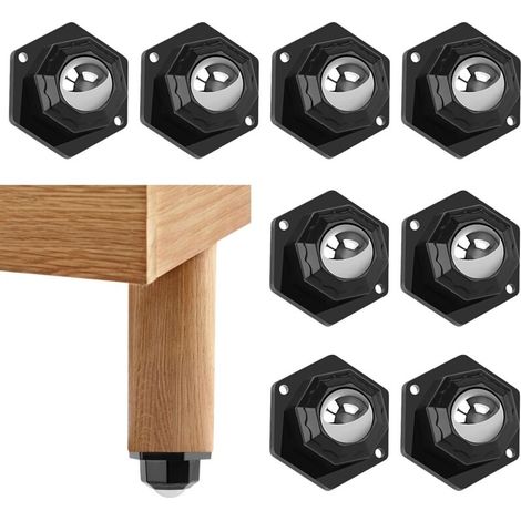 Roulettes pour Meubles, 8 Pièces Mini Roulette Charge Lourde 200kg, Pivotante à 360° Roulette pour Meubles Lourd, Petite Roulettes pour Meubles et Marchandise (Noir)
