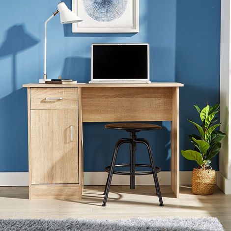 Oak Desk 1 Drawer 1 Door Compact Computer Workstation Home Office Table Tyler