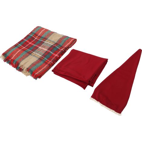 Ensemble couverture, bonnet et langes en coton doux pour bébé, thème Noël, accessoires photo pour nouveau-né, rouge (1/5)