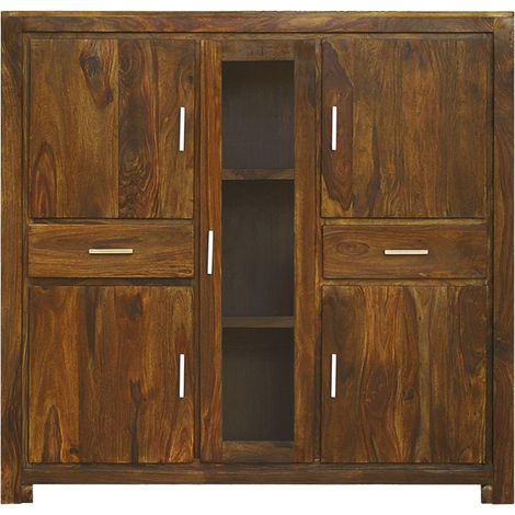 Highboard Sheesham braun lackiert 145x42x140 cm (BxTxH) montiert METRO LIFE 107 (1/3)