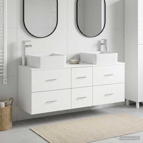 vidaXL Bathroom Cabinet Set 3 pcs White 129 x 41 x 80 cm (1/5)