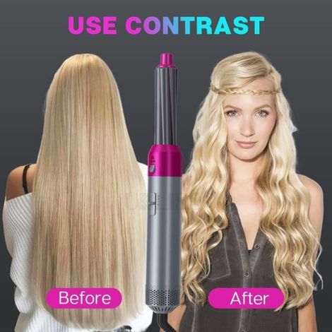 Brosse Seche-Cheveux - 5 Fonctions - 3 Reglages Chaleur - Protection Surchauffe - Usage Sec Humide - 5 Accessoires Inclus (1/4)