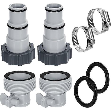 Kit adaptateur pour tuyau de piscine, 2 types de raccords pour tuyau de pompe de piscine, pour tuyaux de 1,5 pouce et 1,25 pouce, convient aux piscines côtières. (1/5)