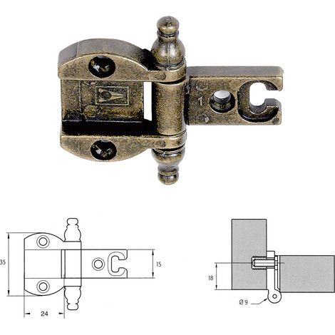 CERNIERA PER MOBILI 'A0055' oro- 2 pezzi