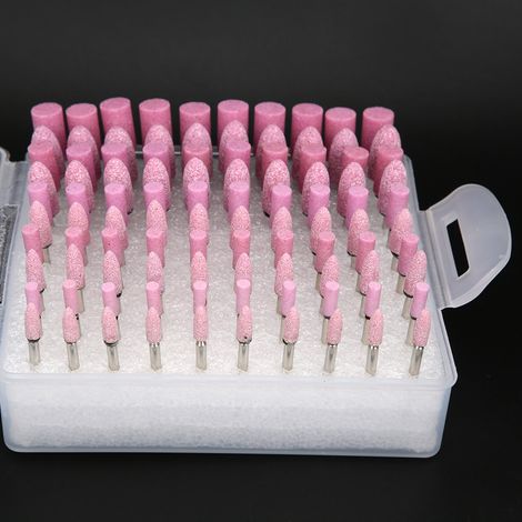 Lot de 100 têtes de meulage en pierre à silex, meules abrasives pour polissage et gravure, accessoires de quincaillerie (1/5)