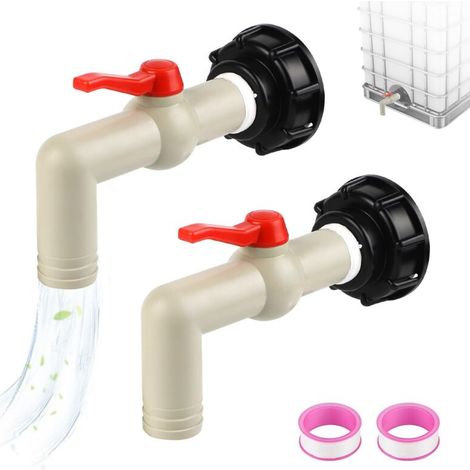2 Pièces Robinet Cuve 1000L Adaptateur Cuve S60x6 Filetage Grossier Adaptateur de Réservoir IBC 1" Raccord Cuve IBC Robinet Recuperateur Eau de Pluie (1/5)