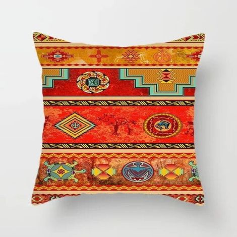 Taie D'oreiller - Coton Mélangé Lin - Style Marocain Bohème - Pour Canapé Chambre Bureau Extérieur - 40x40 cm (1/5)