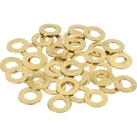 38Pcs Rondelle Métal Plate En Laiton, Kit De Rondelles M6 En Cuivre Rondelles Écrasables Assortiment, 6mm Alésage, 12mm OD, 0.8mm Épaisseur Pour Boulons Vis Réparation Mécanique (1/5)